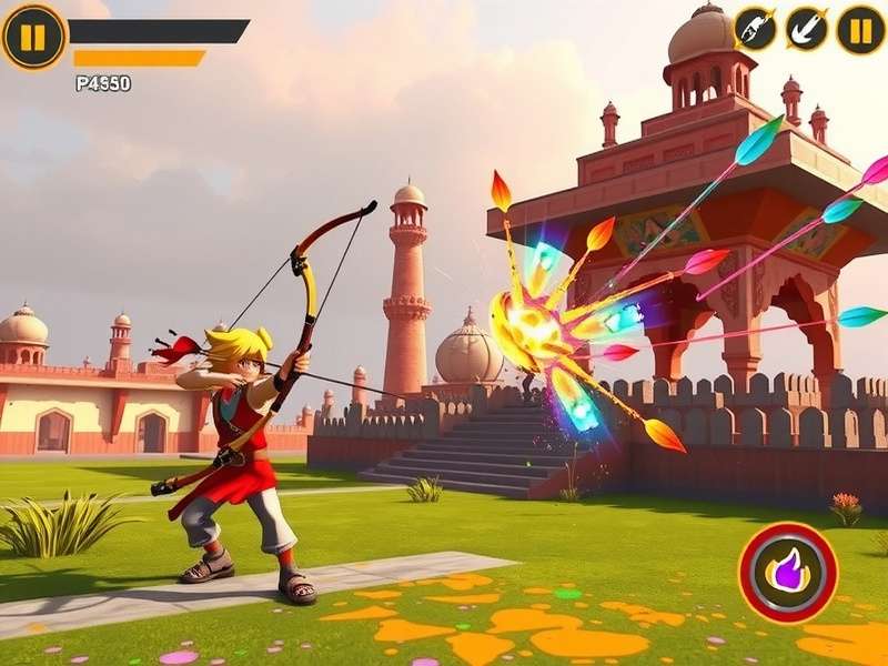 Bow Hero India Holi event screenshot showing colorful arrows and effects